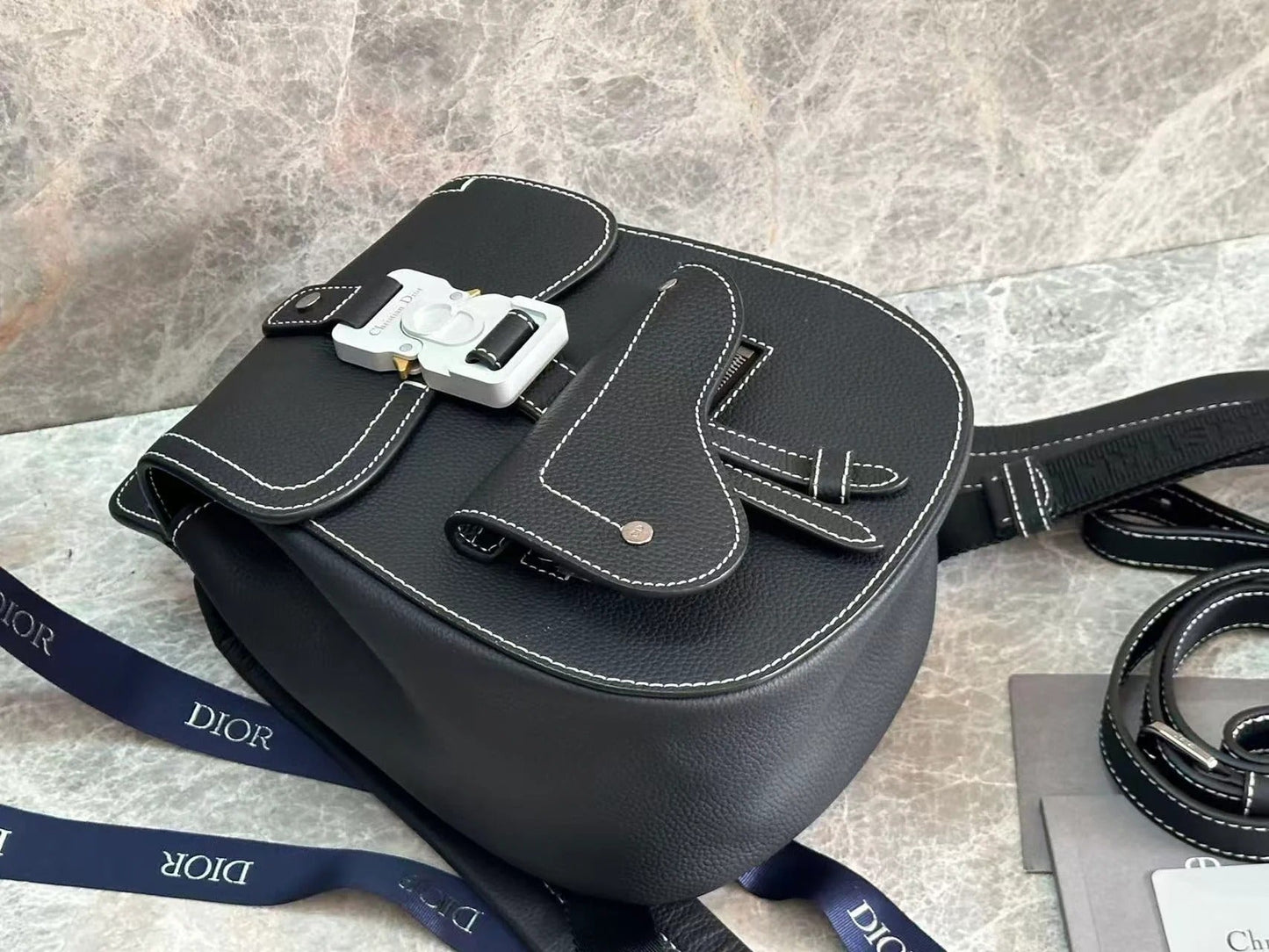 CD Gallop Sling Bag Black Grained Calfskin