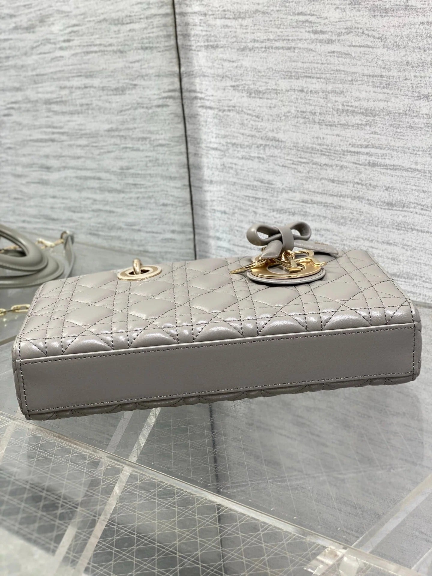 CD 2026 Bow Lady D-Joy Grey Cannage Lambskin 286461