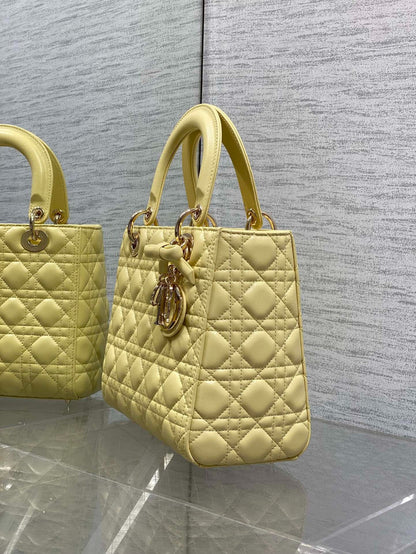 CD 2026 Bow Lady Dior Yellow Lambskin 286571