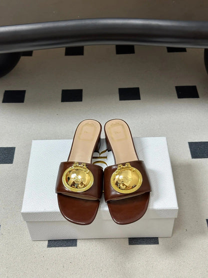 CD D-Club Retro CD Letter Metal Buckle Sandals 45mm Leather 846977