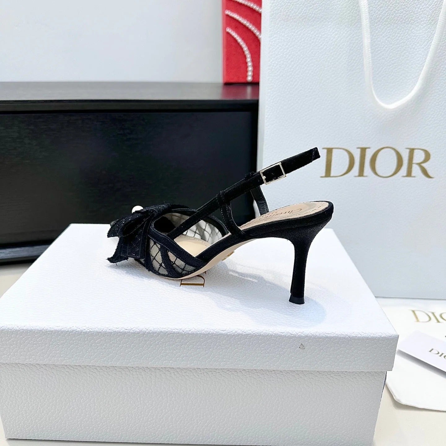 CD 26 Slingback 85 Black Mesh Leather 622212